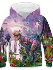 Kids Dinosaur Hoodie 3D Print Boys Girls Harajuku Sweatshirt 4-14 Years