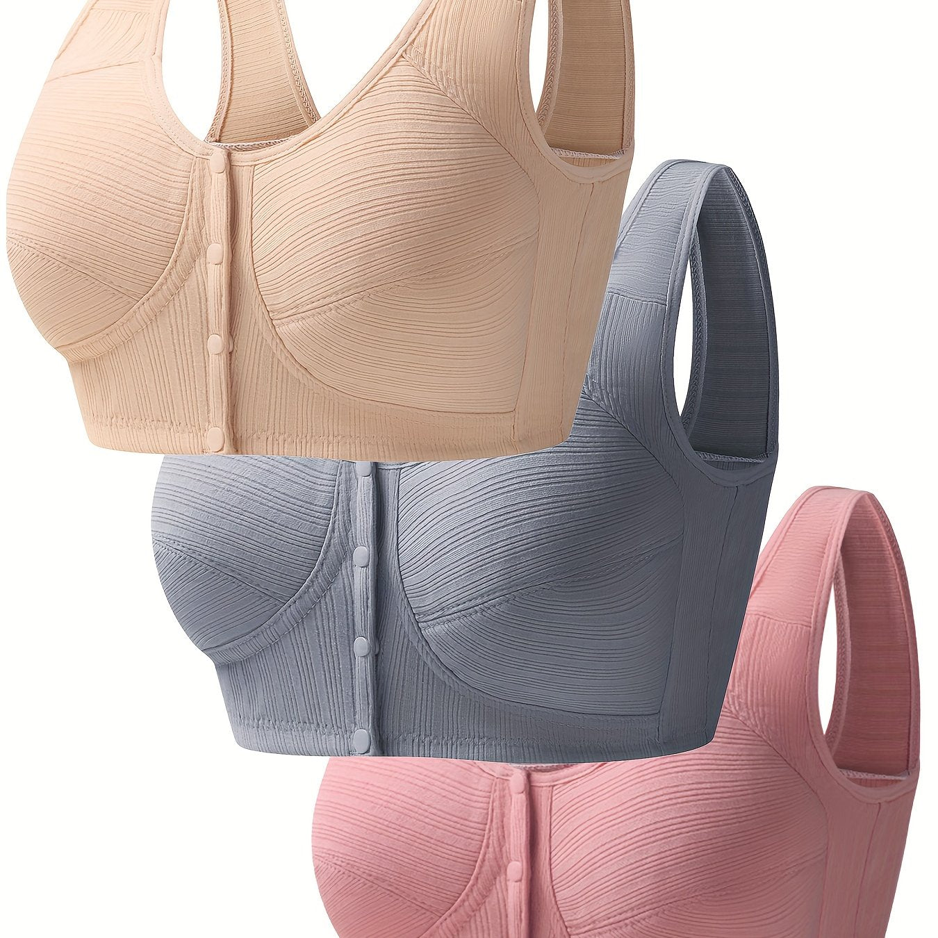 Wireless Push Up Bra with Front Buckle Closure