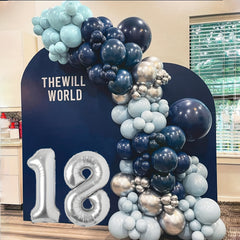 134pcs Navy Ice Dusty Balloon Arch Kit Silver Birthday Graduation Party Decor