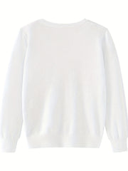 Girls' Button Down Cardigan Sweater Long Sleeve Classic Knit