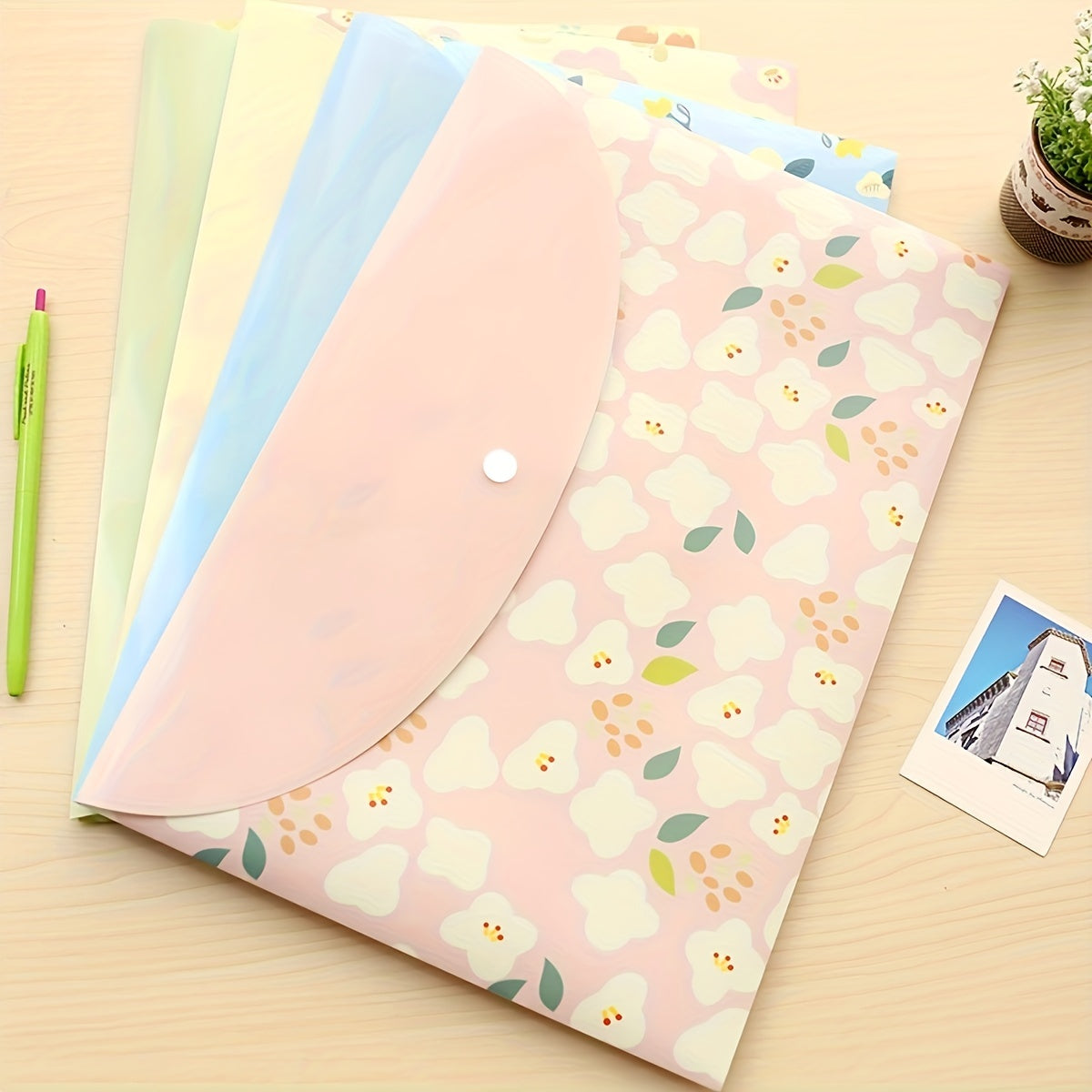 Floral Paper File Bag 12.59x9.05 Inches Flesh File Folder