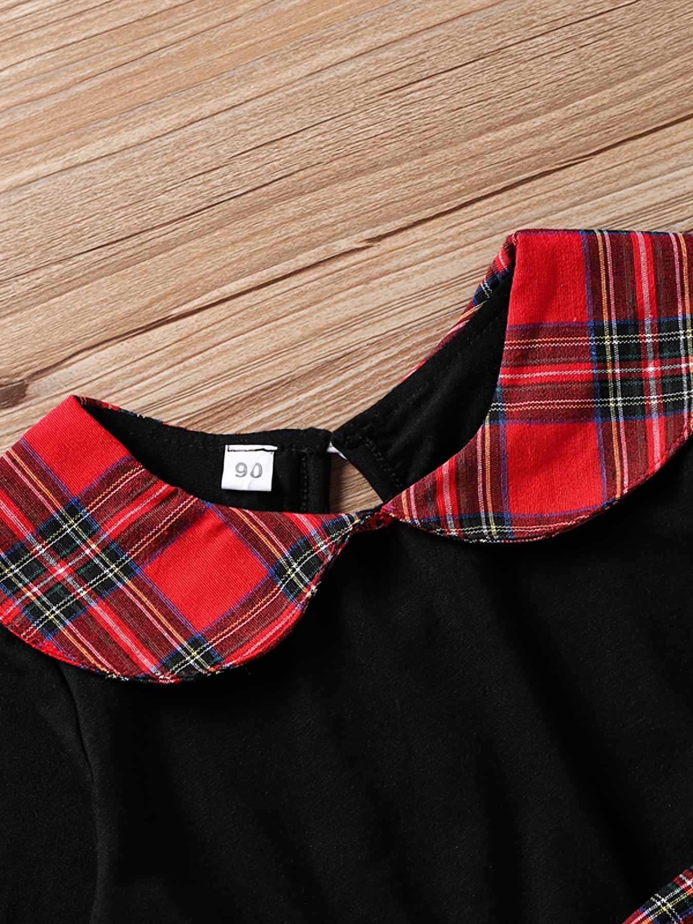 Sweet & Classic Plaid Long Sleeve Collar Dress Toddler Girl Christmas Outfit