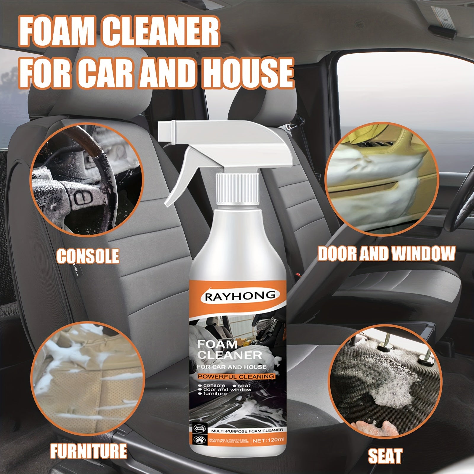 120ML Car Interior Cleaner Non Greasy Long Lasting Shine Quick Coat Protection