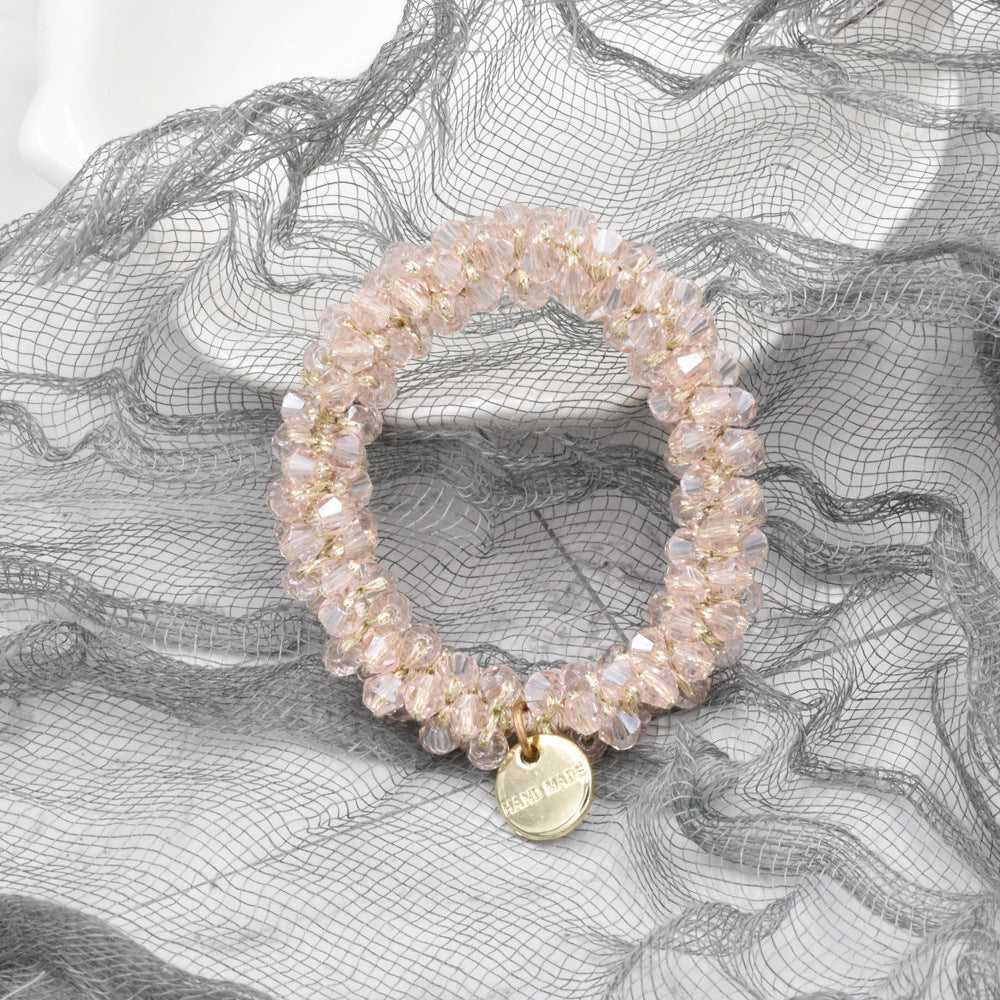 Crystal Hair Ties Elastic Hair Scrunchies Faux Pearl Hair Ropes Bead