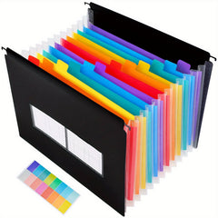 13 Pocket Plastic Hanging File Folders Letter A4 Size Large Capacity Tabs