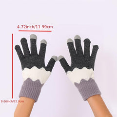 Plush Gloves Cycling Knitted Gloves Autumn And Winter Girls Cold-proof