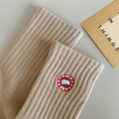 Men's Embroidered Cotton Socks for Outdoor Activities