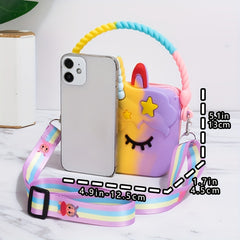 Kids Cartoon Silicone Crossbody Bag Bubble Pinch Press Toy Mini Coin Purse