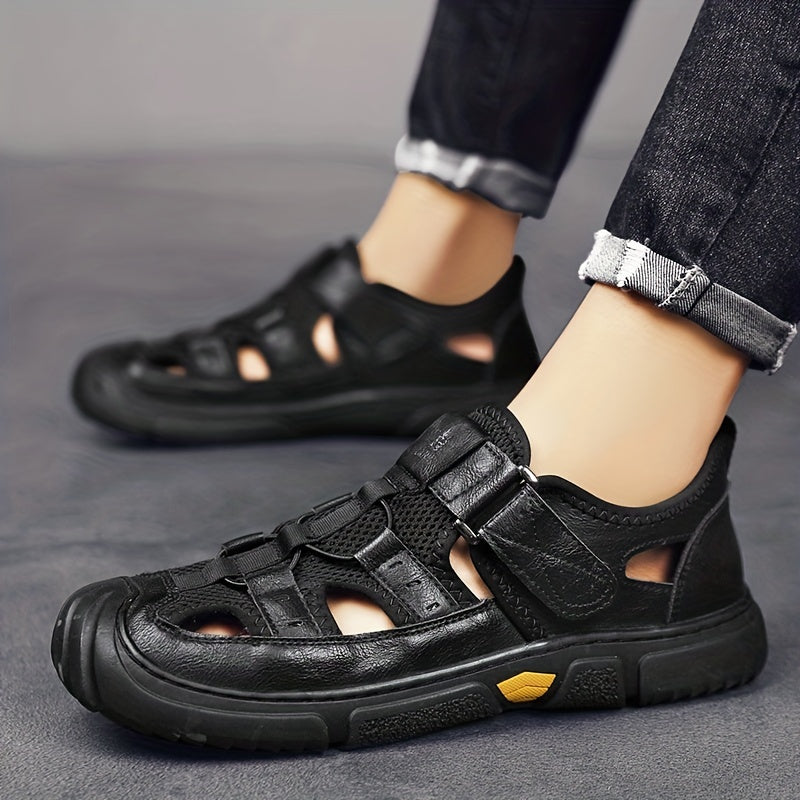Men's Hook and Loop Hiking Sandals Non Slip Comfy Beach Shoes