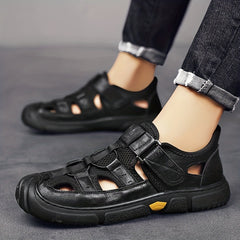 Men's Hook and Loop Hiking Sandals Non Slip Comfy Beach Shoes