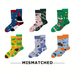 Asymmetrical Pattern Funny Socks Novelty Crew Socks