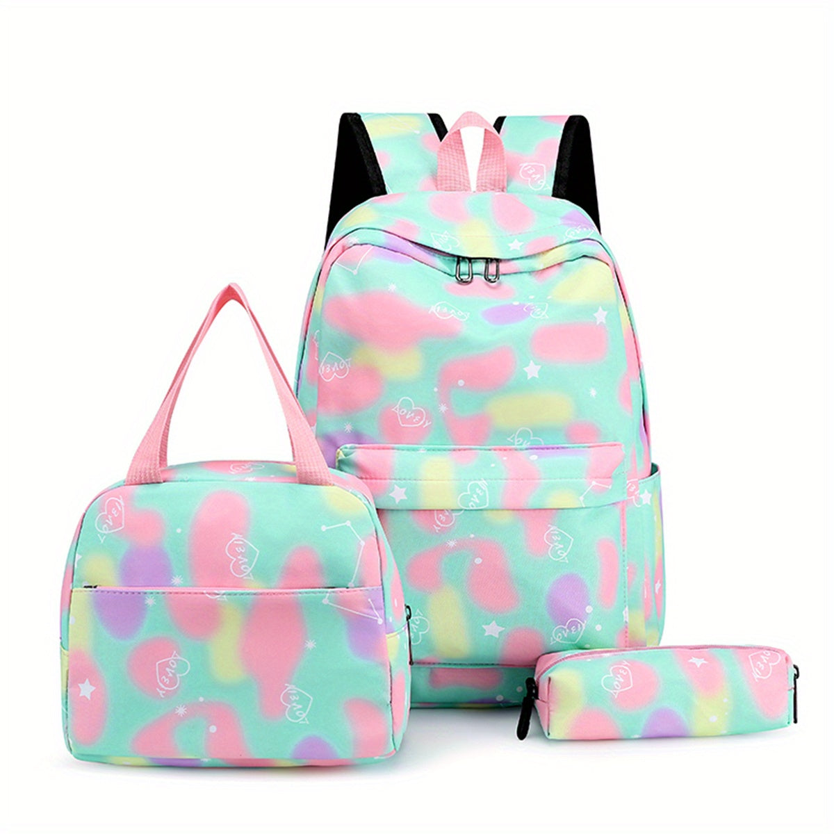 3PCS Large Capacity Backpack Set Preppy Back To School Daypack