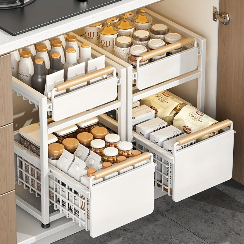 Pull-Out Basket Seasoning Storage Rack Sink Shelf