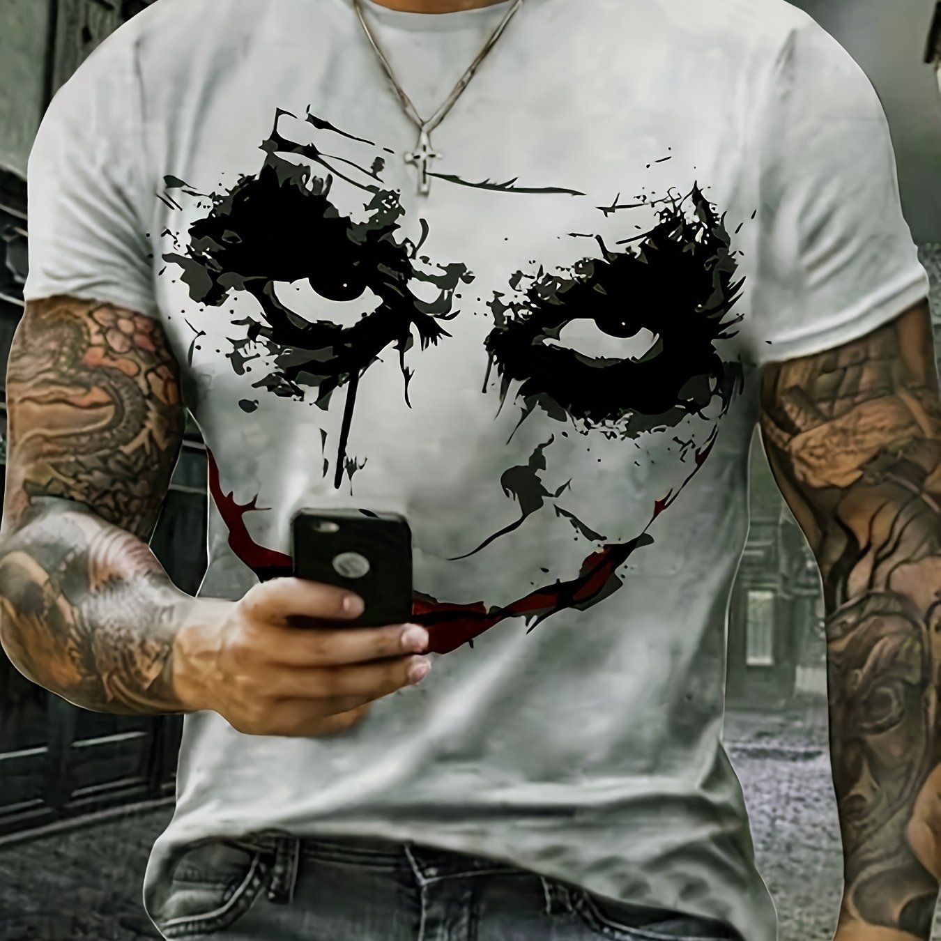 Clown Pattern Print Men's Short Sleeve T-shirt Graphic Tee