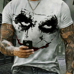 Clown Pattern Print Men's Short Sleeve T-shirt Graphic Tee