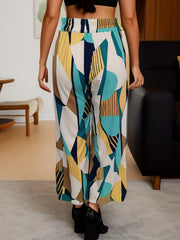 Geo Print Wide Leg Pants High Waist Loose Casual Pants