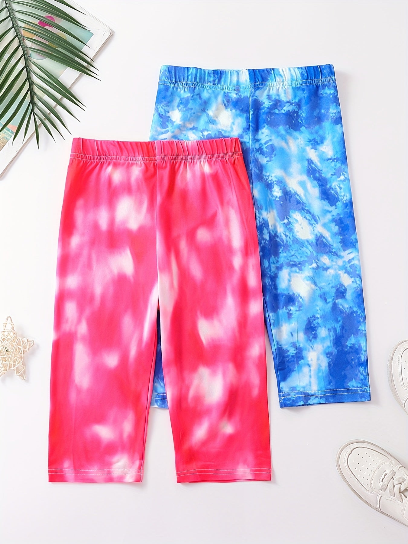 2pcs Girls Tie Dye Yoga Pants, Casual Slim Fit Legging Pants For Yoga Training