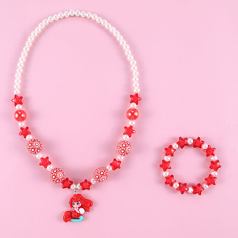 Mermaid Necklace And Bracelet Set For Kids