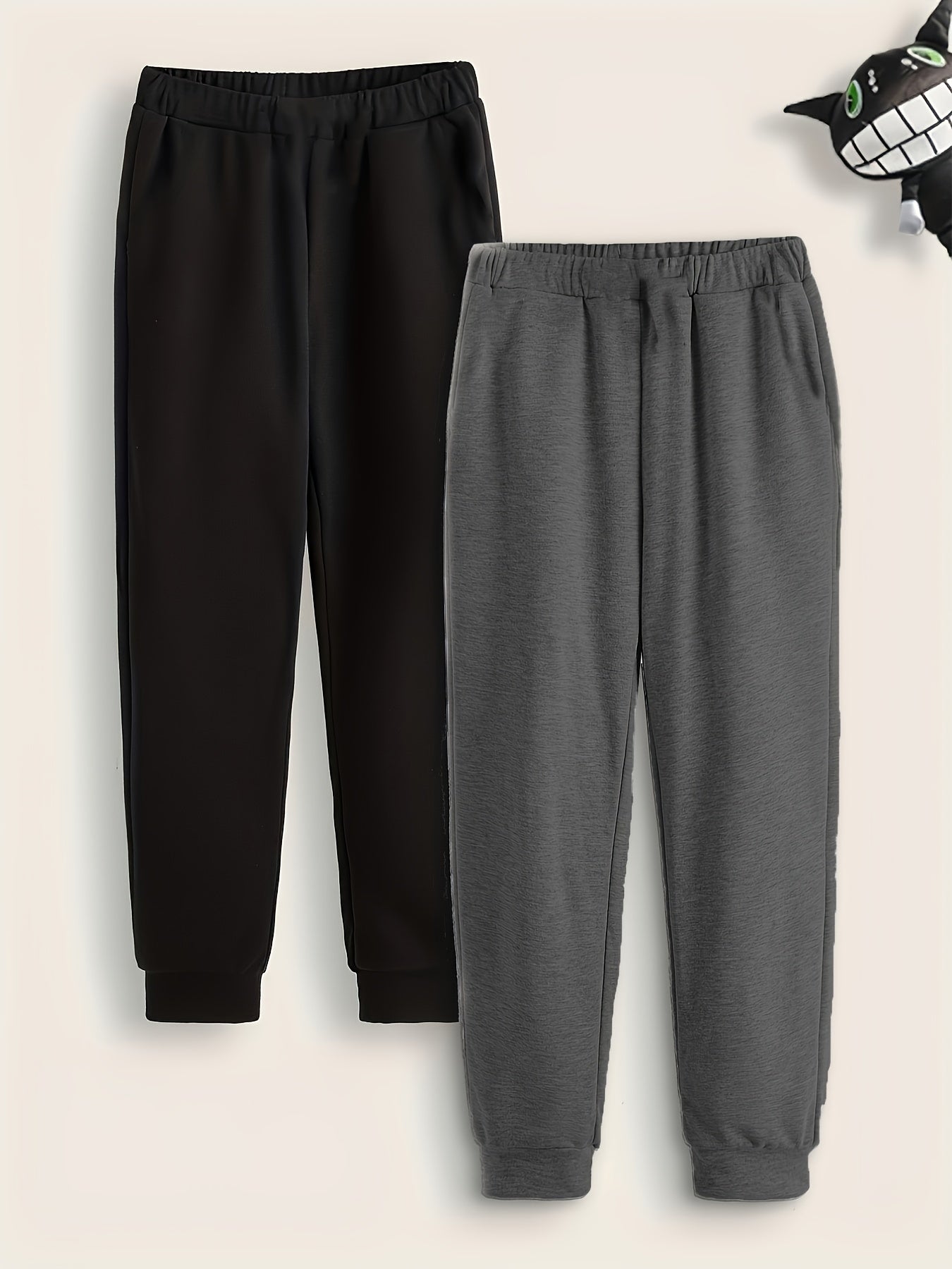 2 Boys Drawstring Active Sweatpants Solid Jogger Sports Pants