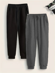2 Boys Drawstring Active Sweatpants Solid Jogger Sports Pants