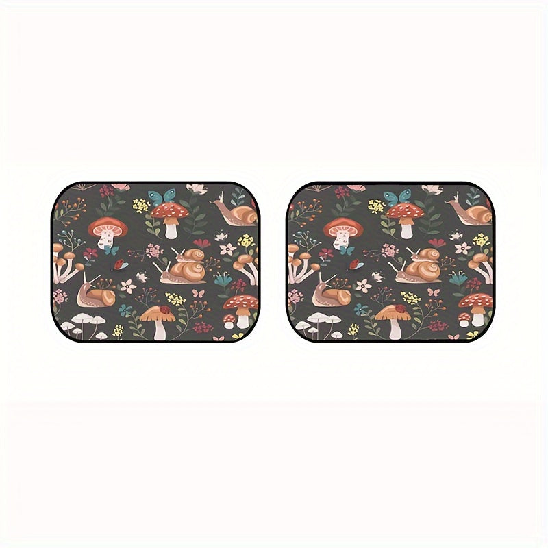 4pcs Mushroom Snail Car Floor Mats Water Absorbent Non Slip Stain Resistant