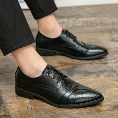 Men's Embossed Scale Pattern Lace Up Dress Shoes