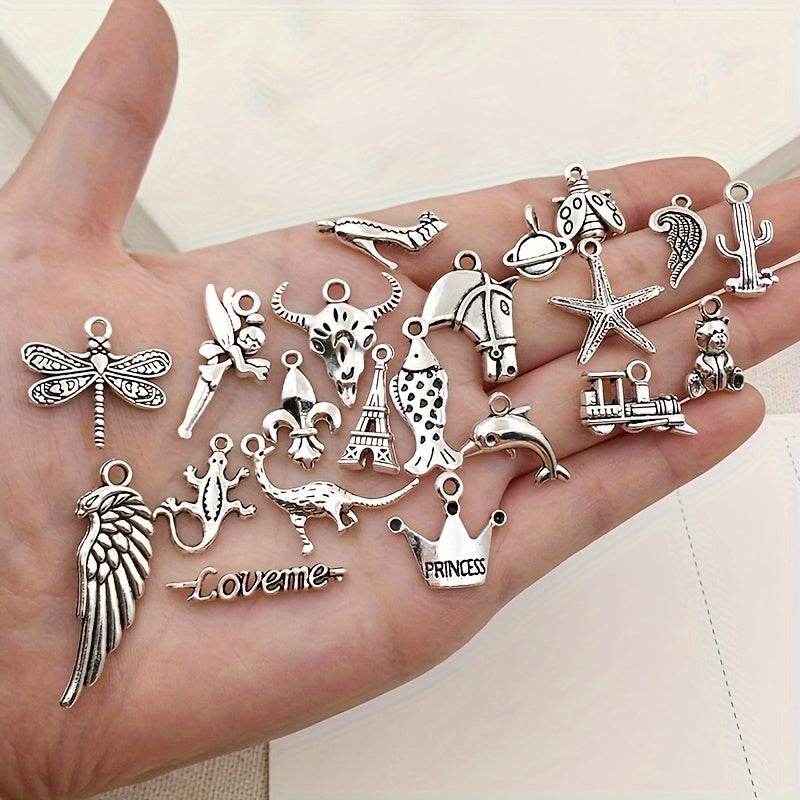 50pcs Silvery Metal Charms Pendants for DIY Necklace Bracelet Making