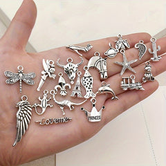 50pcs Silvery Metal Charms Pendants for DIY Necklace Bracelet Making