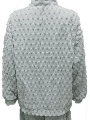 Bear Print Fuzzy Lounge Set Long Sleeve Zipper Top & Pants