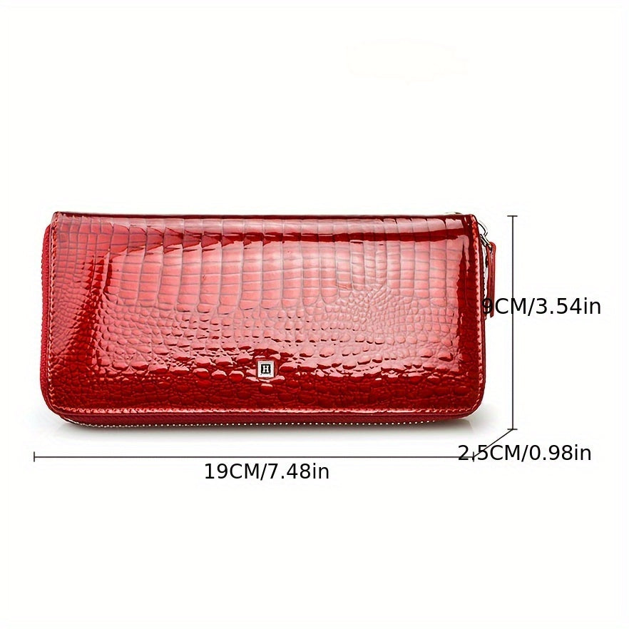 Crocodile Pattern Leather Wallet Wristband Bag Women's Coin Purse