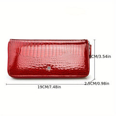 Crocodile Pattern Leather Wallet Wristband Bag Women's Coin Purse