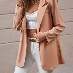 Lapel Neck Overcoat Blazer for Work - Women's Clothing