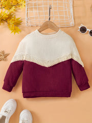Girls' Boho Chevron Patchwork Sweater Top