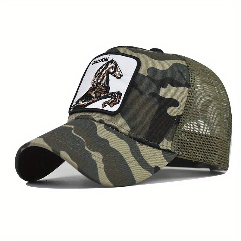 Animal Embroidery Patch Baseball Cap Unisex Adjustable Mesh Dad Hat