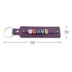 Custom Pet Memorial Keychain with Colorful Letters and Rhinestone String