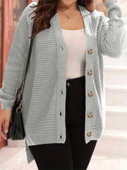 Casual Cardigan Women's Plus Solid Ribbed Batwing Sleeve