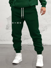 Japanese Character Arithmetic Drawstring Joggers Casual Loose Fit Pants