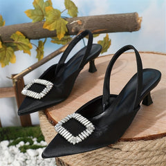 Women's Rhinestone Kitten Heel Sandals