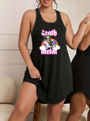Halloween Skull & Rainbow Unicorn Print Lounge Dress