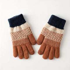 Autumn Winter Velvet Windproof Knitted Gloves Outdoor Cycling Driving