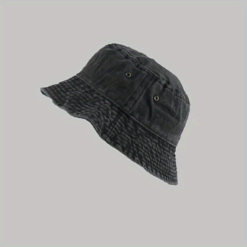 Distressed Denim Bucket Hat Sunscreen Fisherman Cap