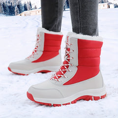 Plush Lined Thermal Snow Boots Wear Resistance Non Slip Round Toe Snow Shoes