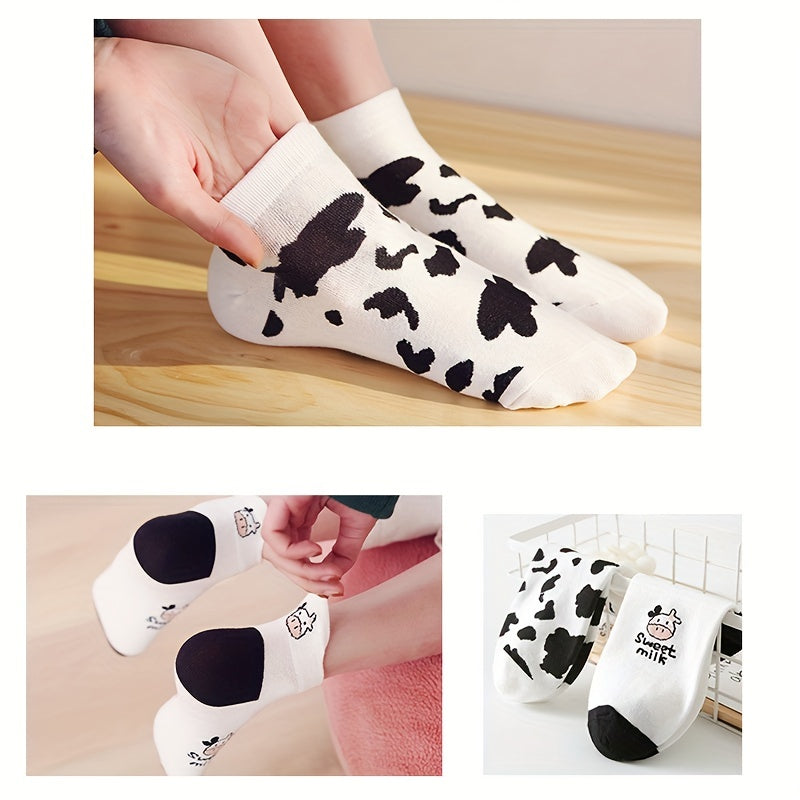 Girls Cow Pattern Socks Breathable Comfy Children s Socks