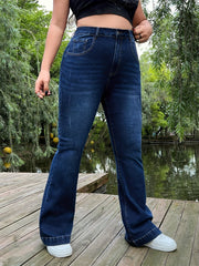Ripped Button Fly Flared Leg Jeans