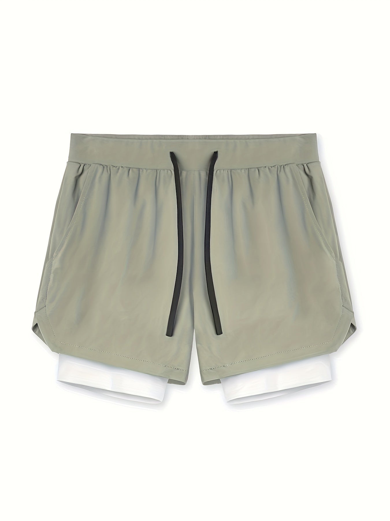 Men's Double Layer Sports Shorts with Pocket
