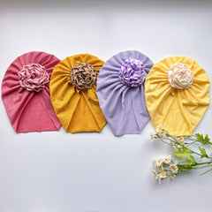 Baby Girls Flower Decor Turban Soft Hair Wrap Headband