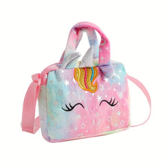 Girls Unicorn Corduroy Shoulder Bag Crossbody Animal Purse Tote