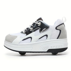 Girl's Breathable Roller Shoes Detachable Wheel Skate Sneakers