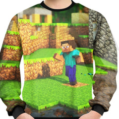 Pixel Man Print Kid's Sweatshirt Unisex Pullover Top