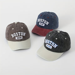 Kids Sunshade Distressed Baseball Cap with Letter Embroidery